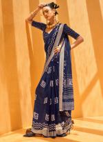 Georgette Blue Festival Wear Printed Saree